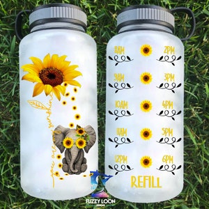You Are My Sunshine Elephant With Sunflower | Motivational Water Bottle
