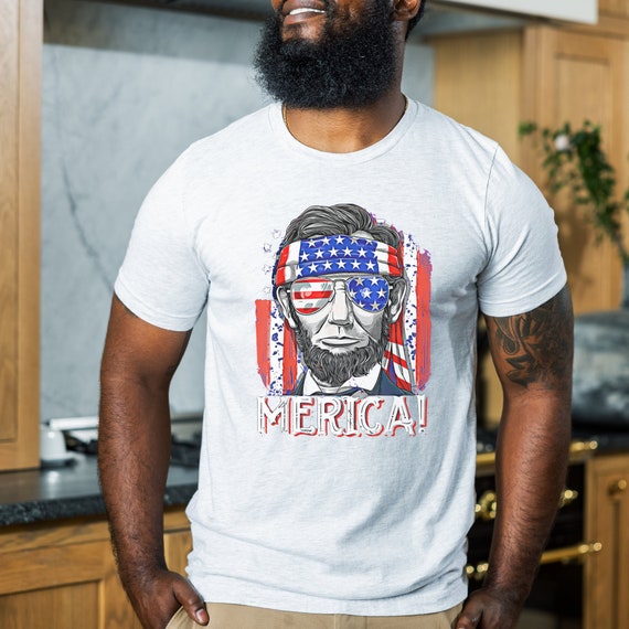 Merica Abraham Lincoln American Flag Sunglasses T-Shirt Merica Abraham Lincoln American Flag Sunglasses T-Shirt