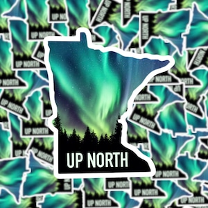 Up North Minnesota Shaped Sticker | Laptop Sticker | Water Bottle Sticker