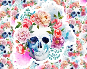 Floral Skull Sticker