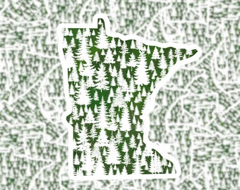 Green Minnesota Trees Sticker | Laptop Sticker | Water Bottle Sticker
