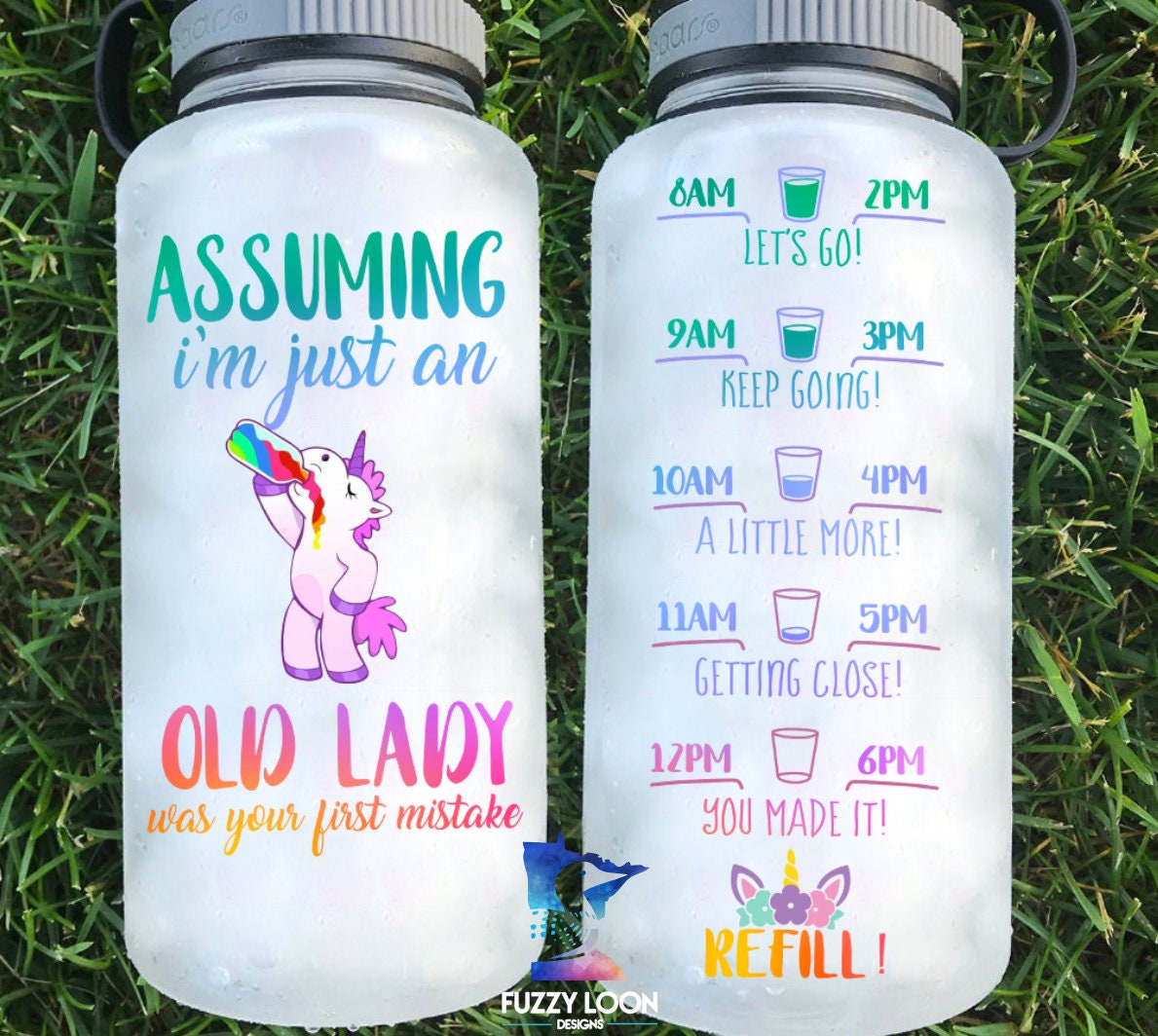 Funny Water Bottle Tracker Assuming I'm Just an Old Lady Etsy