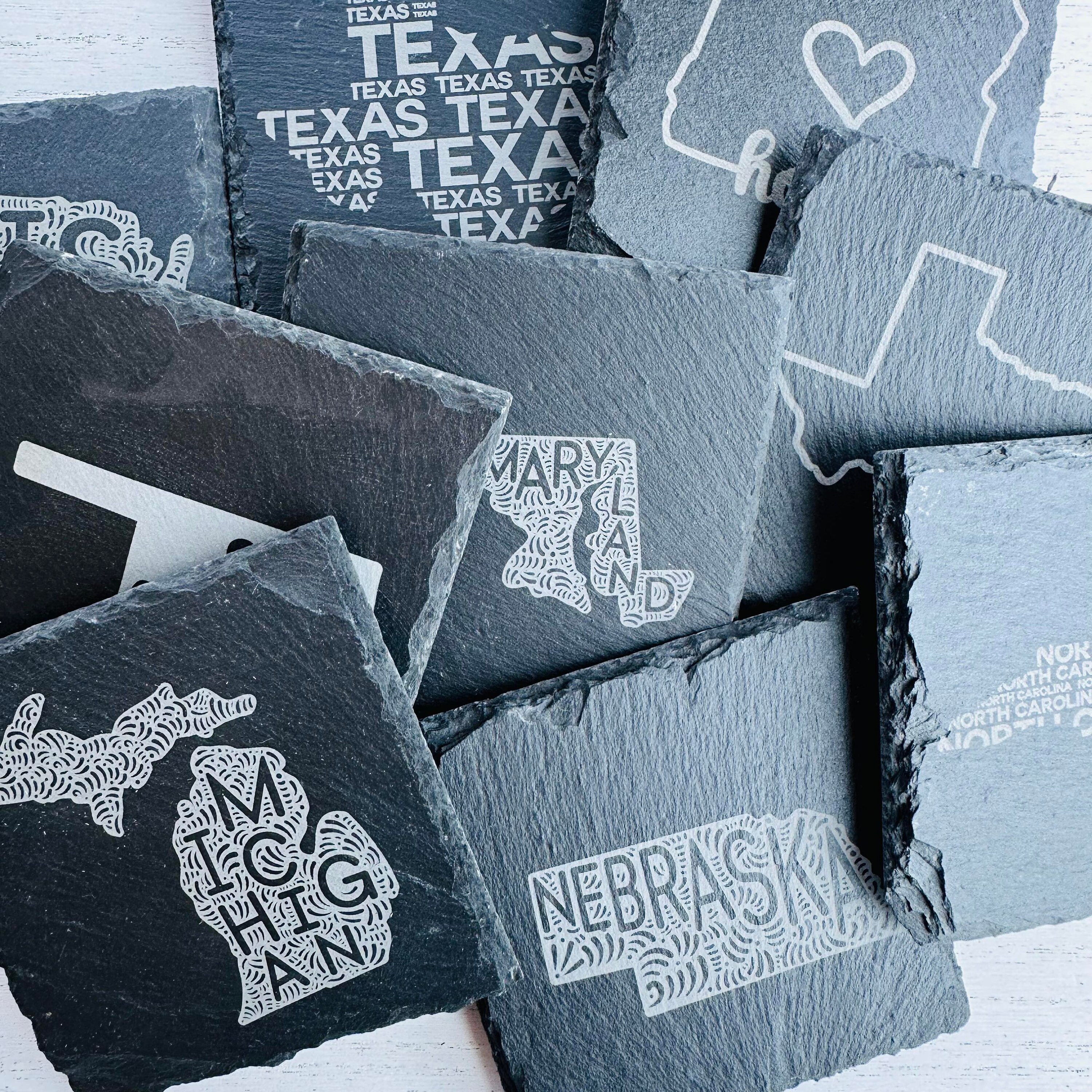 Choose Your State Slate Coasters