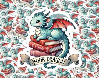Book Dragon Sticker | Laptop Sticker | Water Bottle Sticker