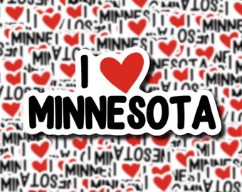 I Love Minnesota | Laptop Sticker | Water Bottle Sticker