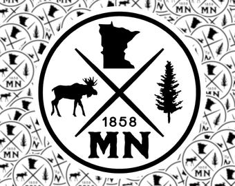 Minnesota Circle Moose | Laptop Sticker | Water Bottle Sticker