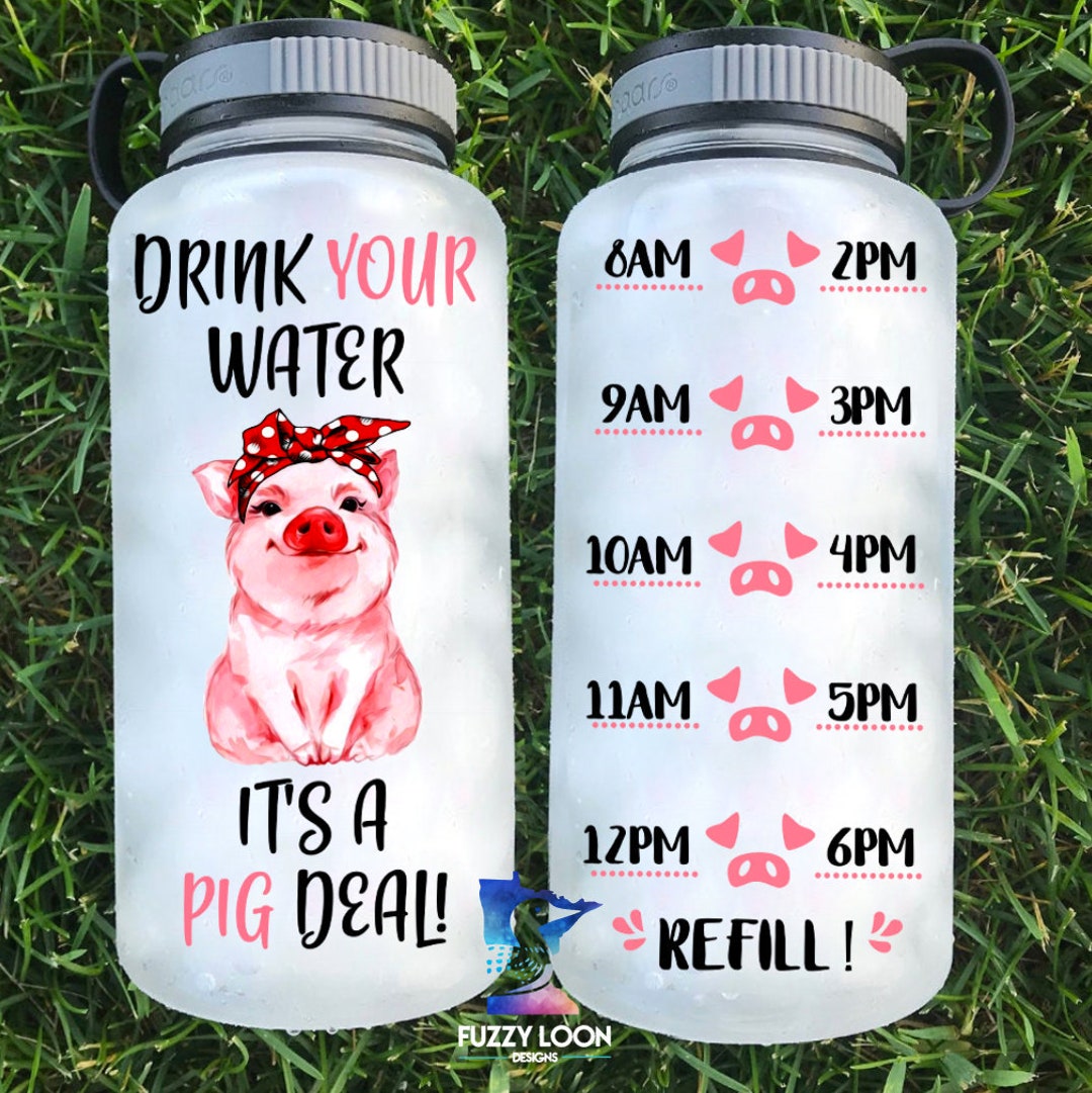 Motivational Pig Water Bottle Etsy