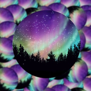 Northern Lights Circle Sticker | Laptop Sticker | Water Bottle Sticker