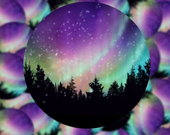 Northern Lights Circle Sticker | Laptop Sticker | Water Bottle Sticker