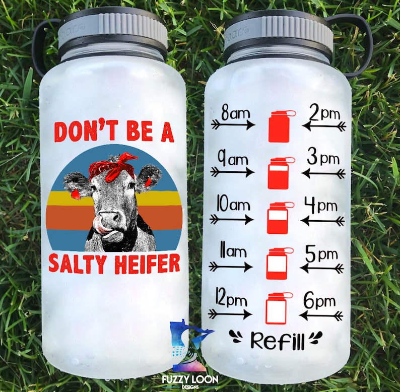 Salty Heifer Colorful Motivational Water Bottle