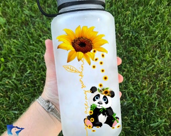 You Are My Sunshine Panda With Sunflower Motivational Water 