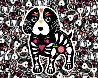 Sugar Skull Puppy | Day of the Dead Sticker | Laptop Sticker | Water Bottle Sticker