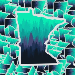 Transparent Ombre Minnesota Trees Sticker | Laptop Sticker | Water Bottle Sticker