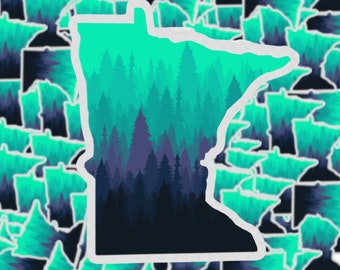 Transparent Ombre Minnesota Trees Sticker | Laptop Sticker | Water Bottle Sticker