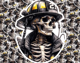 Skeleton Firefighter Sticker