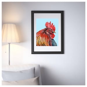 A4 Rooster Print - Rooster, Cockerel, Cockerel Art, Painting, Rooster Painting, Portrait, Farmyard, Rooster Art, Rooster Portrait, Art, Farm