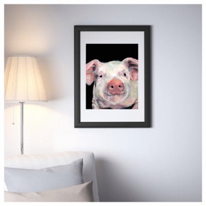 Piggy A4 Print - pig print, pig painting, pig wall art, pig decor, farm art, farm decor, farm animal art, pig gift, pig portrait
