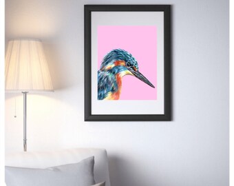 Kingfisher A4 Prints - Kingfisher, Feathers, Kingfisher Painting, Kingfisher Art, Birds, Art, Artwork, Prints, Colours, Painting, British