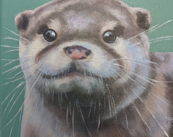 An original 'Otter' painting - Otter, Otter Love, Otter Art, Otter Painting, Otter Portrait, Wildlife, British Wildlife, Wlidlife Art