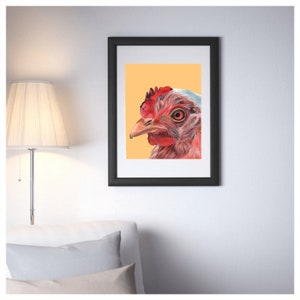 Kip A4 Print - kip schilderen, kip kunst aan de muur, kippendecor, boerderijkunst, boerderijdecor, boerderijdierenkunst, kippencadeau, kippenportret