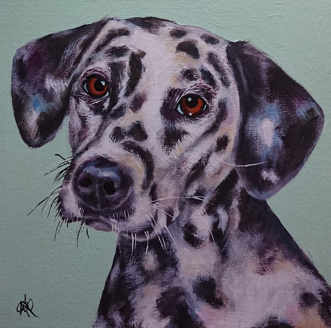 Original 'dalmatian Puppy' Canvas Dalmatian Painting, Portrait, Pet
