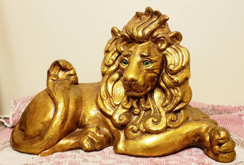 Gold Lion Sculpture. Elvis Presley's Graceland Jungle Room Lion Royal