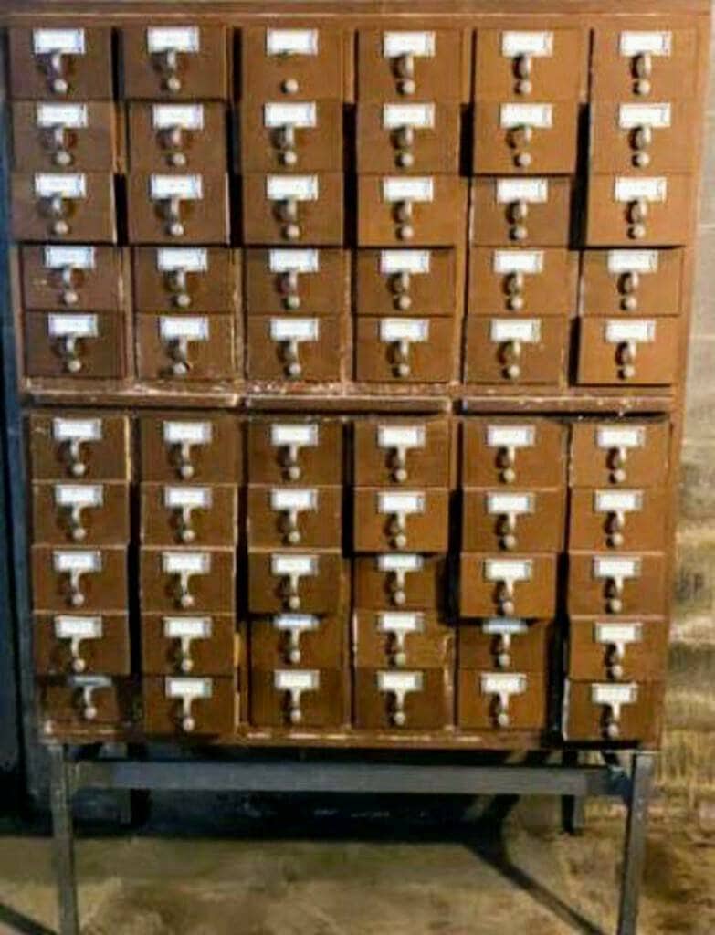 Vintage 1960's Brodart Standing Library Card Catalog 60 Drawers