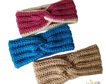 Twisted Ear Warmer Headband | Crochet Ear Warmer | Knitted Ear Warmer | Winter Turban Headband | Crocheted Ribbed Ear Warmer |