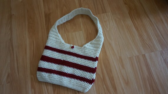 white crochet shoulder bag