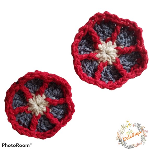Daisy Flower Crochet Car Coasters for Cup Holders. Cotton Coasters