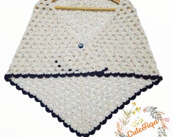 crochet triangle shawl, wrap, scarf crochet, white Crochet Prayer Shawl, Hand knit shawl