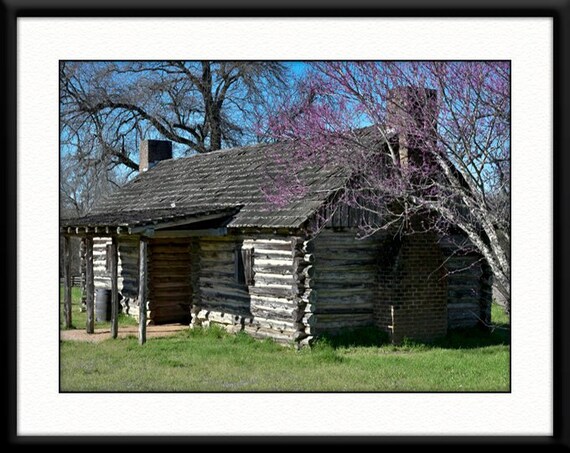 San Felipe De Austin 1836 Two Room Log Cabin Giclee Art Print Etsy