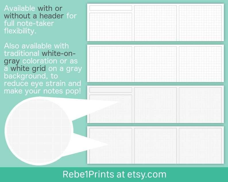 Three Column Notes / Student Note Printable Pack / A4 & Letter Etsy