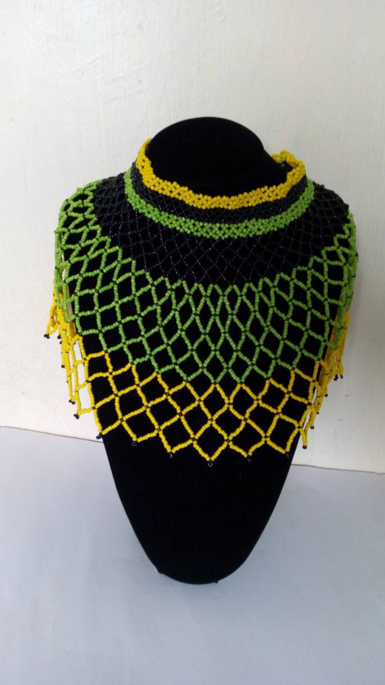 Christmas gift for her Women jewelry Zulu Beaded neckpiece Beaded Cape necklace Bridesmaid gift ON SALE African Beaded shawl necklace