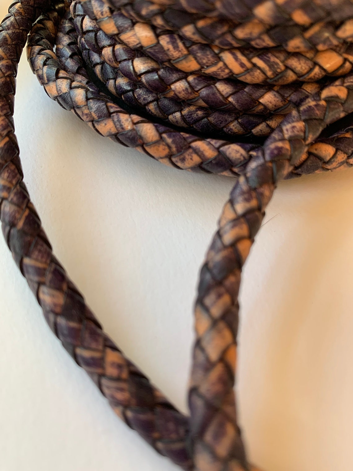 Genuine Leather Rope Thick round leather Braid 6mm 1 yard Etsy