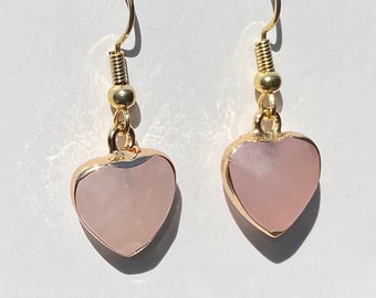 Rose Quartz Pink Heart Earrings
