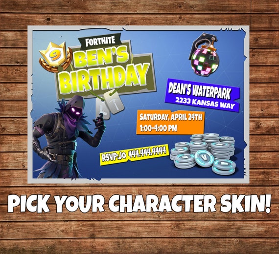 Personalized Fortnite Birthday Party Invitation - 