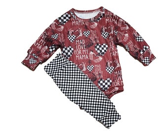 Baby boy set / NB-3T / Fast TAT / Sweater Romper / Valentines set / Baby boy outfit / Valentines Outfit / Toddler boy /Black and white check