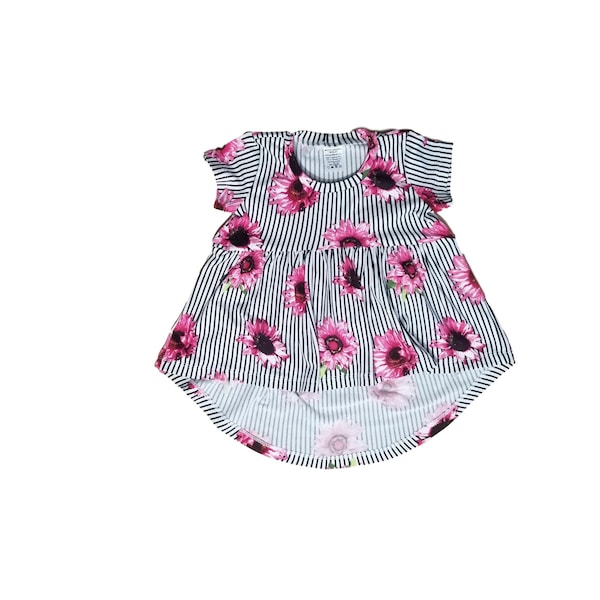 Hi Low Top / 3m-4T / Floral Stripes Tunic / Baby Tunic / Toddler Tunic / Toddler Top / Toddler Shirt / Baby Shirt / Floral Shirt / Girl