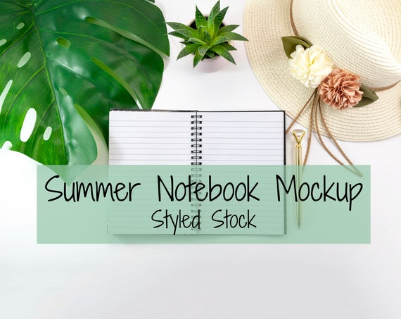 Summer Notebook Mockup Styled Desk Styled Stock Summer Notebook Mockup Styled Desk Styled Stock