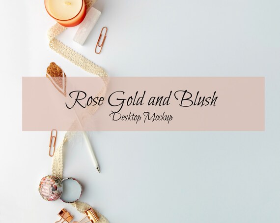 Rose Gold And Blush Desktop Mockup Flat Lay