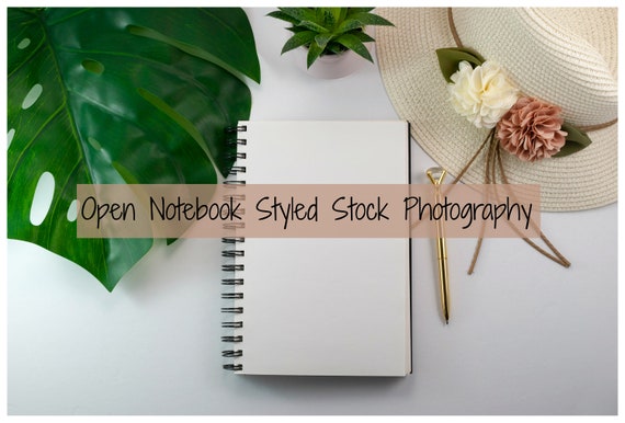 Blank Notebook Mockup Styled Stock Photography Sunhat Blank Notebook Mockup Styled Stock Photography Sunhat