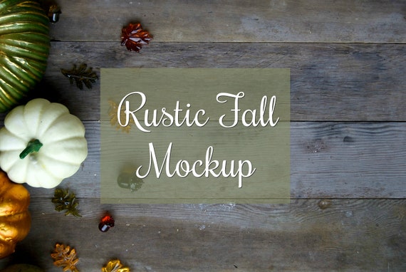 Rustic Fall Mockup With Wooden Background Autumn Pumpkins