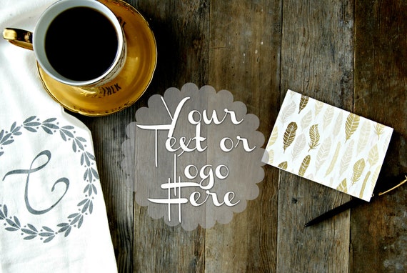 Rustic Desk Mockup Thank You Card Styled