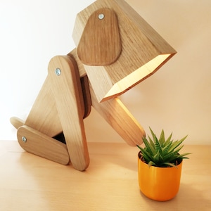 Wooden dog lamp