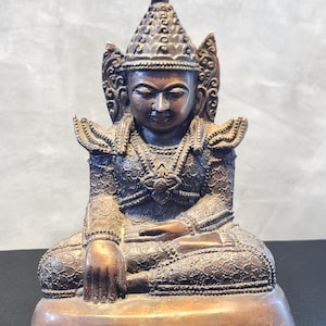 Antique Late 19th Century Mahamuni Buddha Statue 10 1/2” inches tall / collector item / gift for dad /mediation buddha/healing buddha/BR002