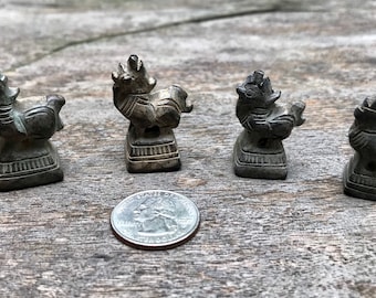Pesas de opio birmanas de bronce antiguo - Pato Brahmani (juego de 4)