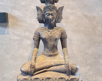 Gran Buda antiguo tailandés de 9 caras – Estatua de bronce Phra Setthi Nawagot – Buda de la prosperidad Lanna Chiang Mai – 72 cm – Finales del siglo XIX