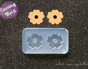 Stud Earring Mold - Flower Mold - Resin Earring Mold - Earring Mould - Silicone Mold - Resin Mold - UV Resin Mold - Stud Earring Mold