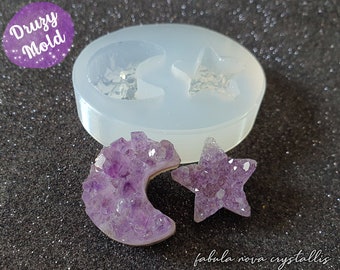 Druzy Moon - Moon Mold - Star Mold - Silicone Mold - Druzy Mold - Crystal Mold - Mold For Resin - Geode Mold - Resin Mold - Silicone Mould
